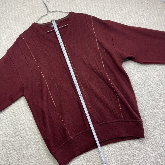 Cooper Wool Blend Pullover Sweater Vtg 90s Red Color Block Made in Canada Men M - Picture 10 of 13